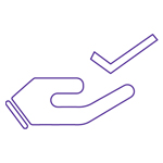 Outline of a hand receiving support.