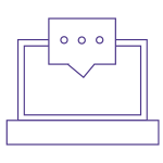 Icon with computer and chat 