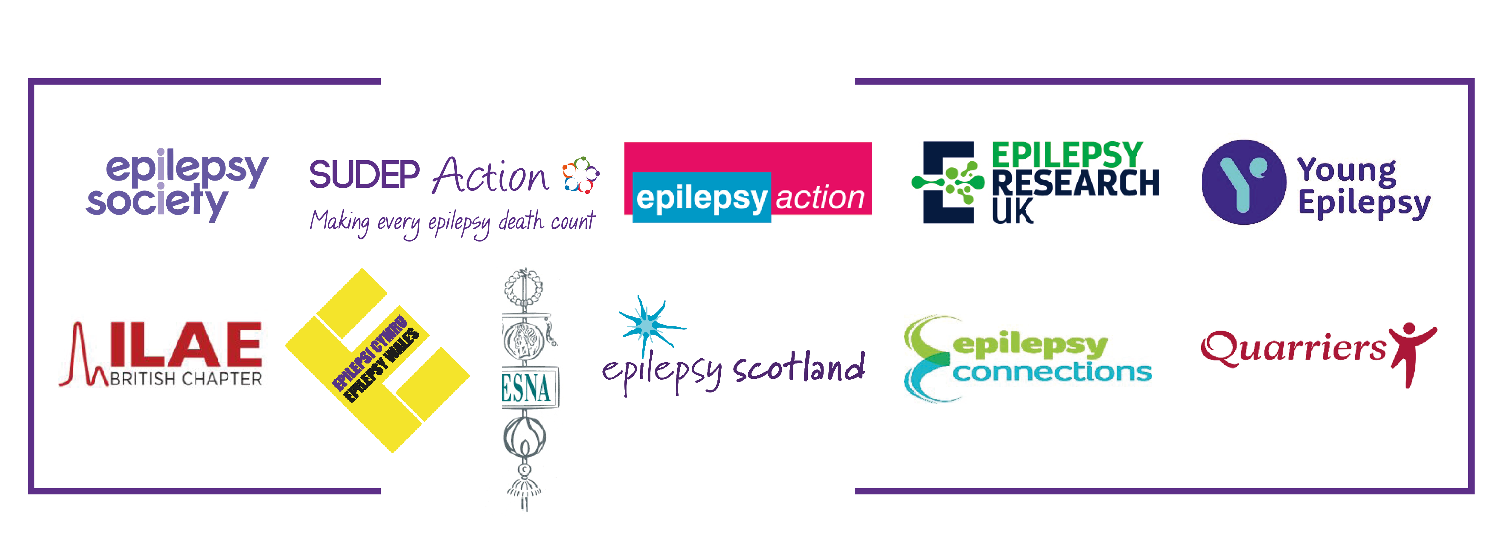 Banner showing the eleven charities who have signed the statement about the prescribing of valproate