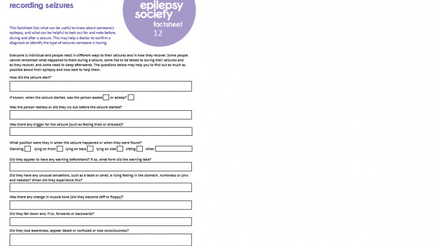 Recording seizures factsheet