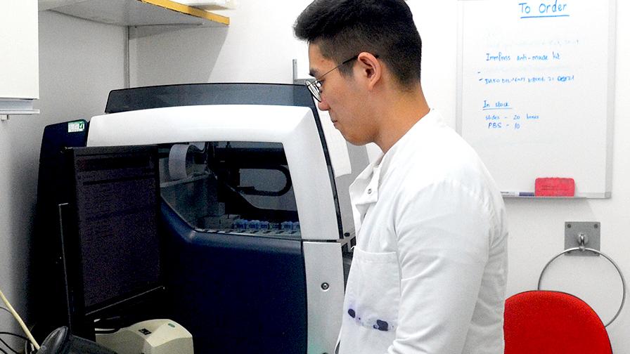 One of our researchers in our labs