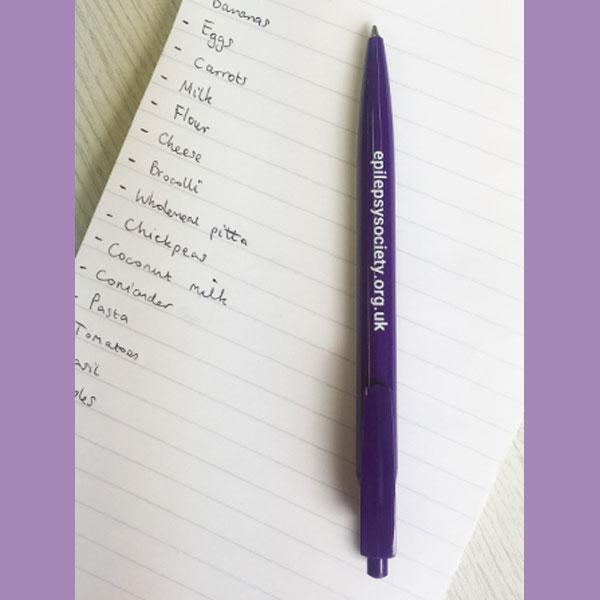 purple branded pen