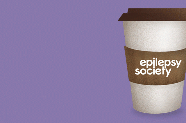 A coffee cup with the Epilepsy Society logo on